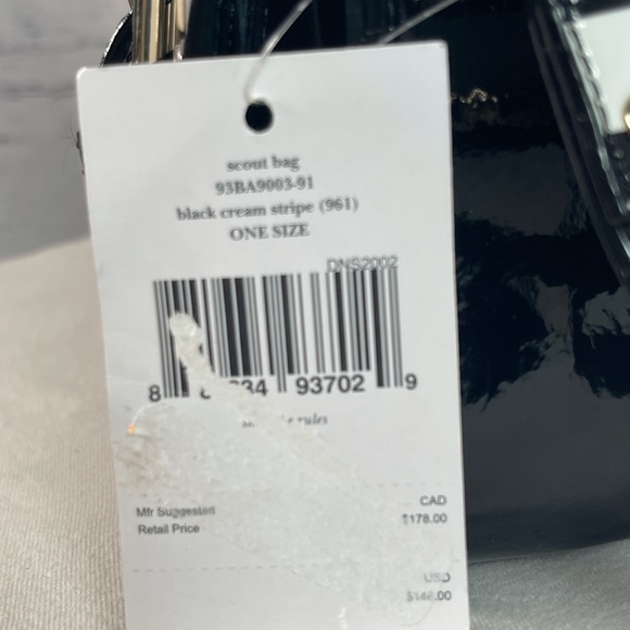Kids Kate Spade Black cream stripe scout bag - Picture 4 of 7